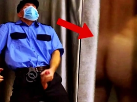 Impudent security guard spies on a customer and jerks wanting right in the store hot india jubilant porn