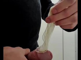 Play with used cumfilled condom from stranger chinese gay toilet porn