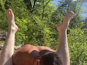 Asslicking stud barebacks upper-cut bottom during outdoor duo gay porn hot twink
