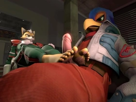 Fox gives falco a footjob - starfox muscular hot gay porn