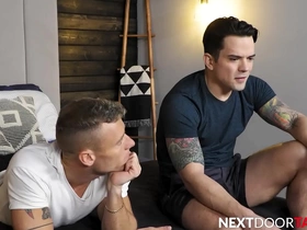 Gorgeous stepbro teaches hunk how to top - justin matthews, dakota payne - nextdoortaboo gay porn gif hot