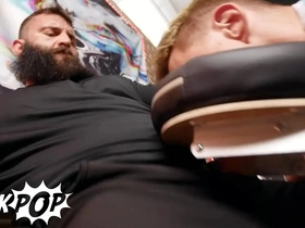 Markus kage puts his dick in his costumer lev ivankov's throat then trammels his hand & legs for excitement - twink pop chinese gay porn abs