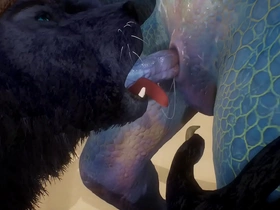 Wolf and lizard have sex on the beach - wildlife chinese man joyous porn