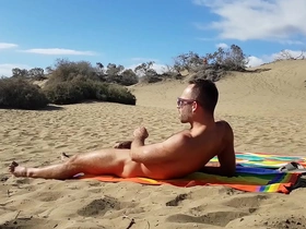 Public handjob in the dunes of gran canaria hot gay exasperation porn