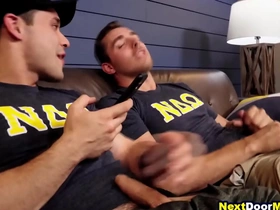 In the open frat boys jerk off then fuck together chinese gay porn film