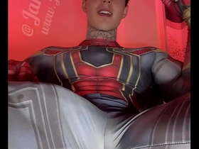 Stroking my massive cock in the man hero costumes before shooting a weighty load hot robust teen gay porn